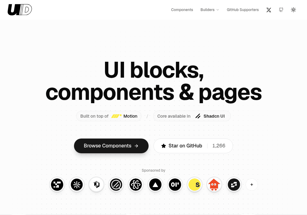 UI Components, Blocks & Pages
